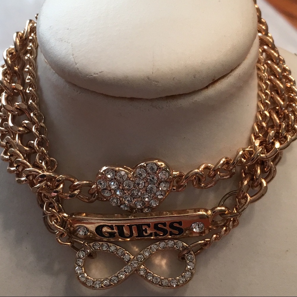 NWT Guess gold-tone Metal & Stones bracelet set